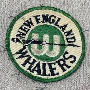 Vintage New England Whalers WHA Hockey Patch Green White Round 3 Inch Sew On